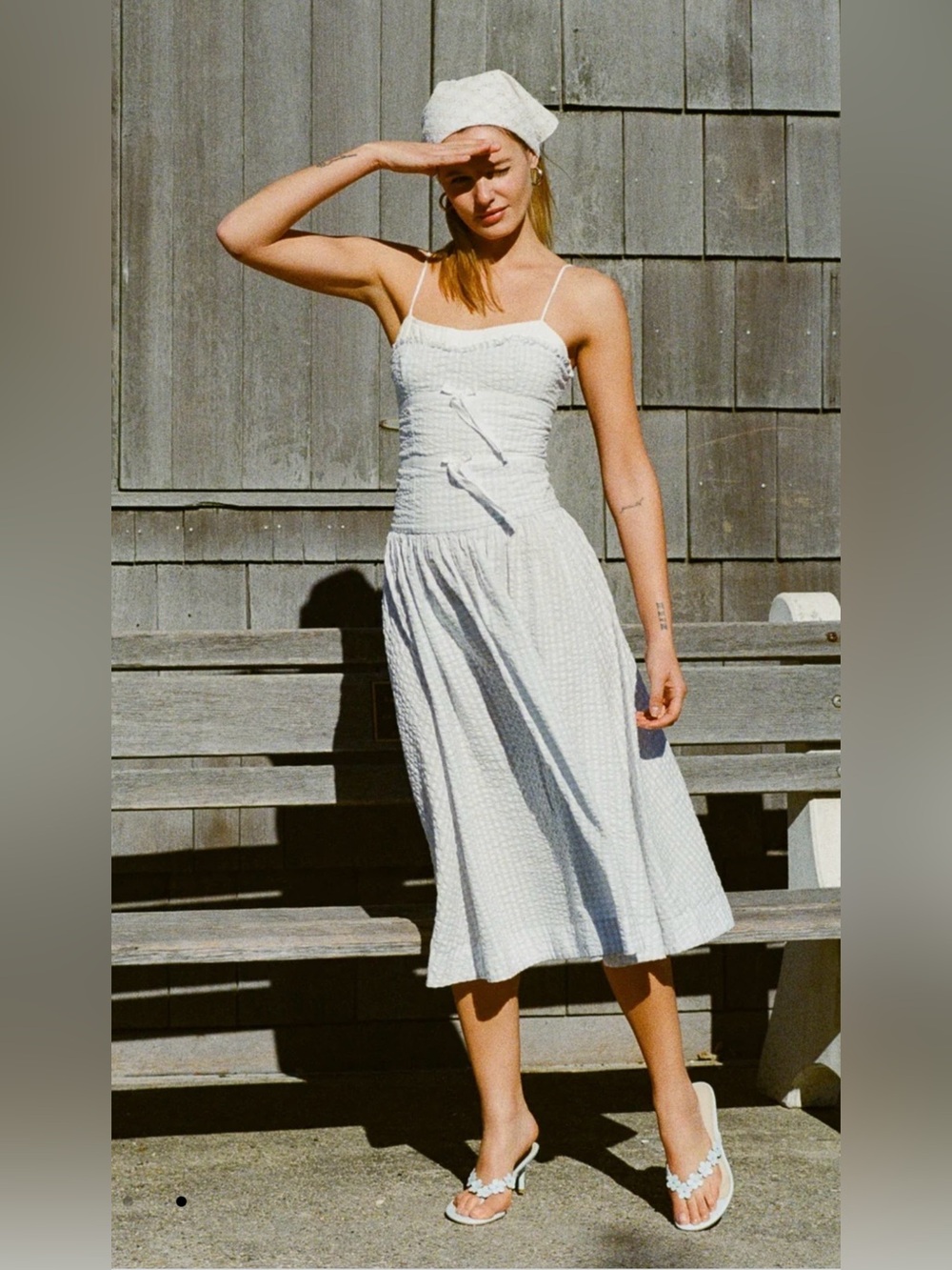 For Love and Lemons Gingham Blue Midi Dress